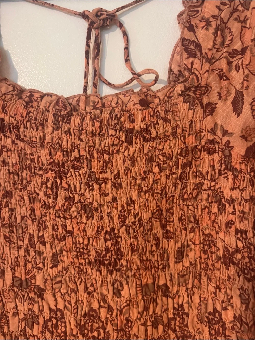 Free People Rust Floral Smocked Mini Dress